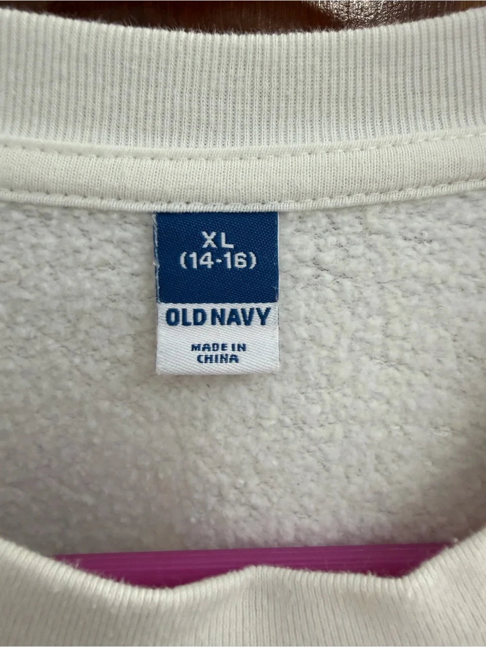 Old Navy White Crewneck Sweatshirt with Blue Tag